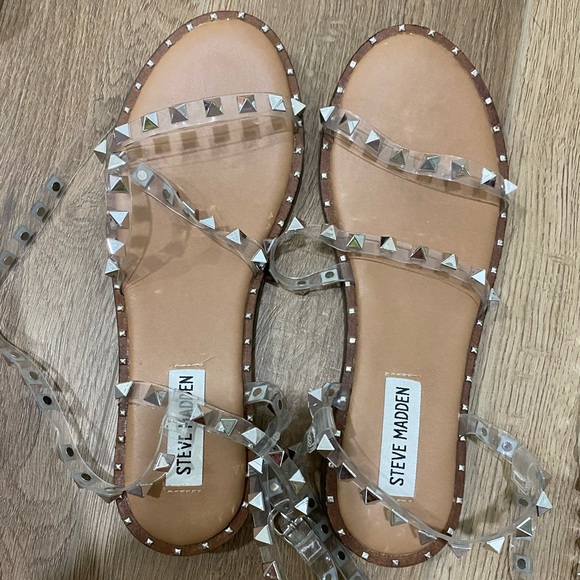 Steve Madden Clear Travel Studded Sandals - Picture 4 of 7